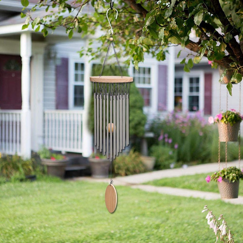 SuninYo Wind Chimes Outdoor,22 Tubes Wind Chimes with S Hook,a Quality Gift for Garden, Patio, Balcony and Indoor Decor, Silver - Image 4